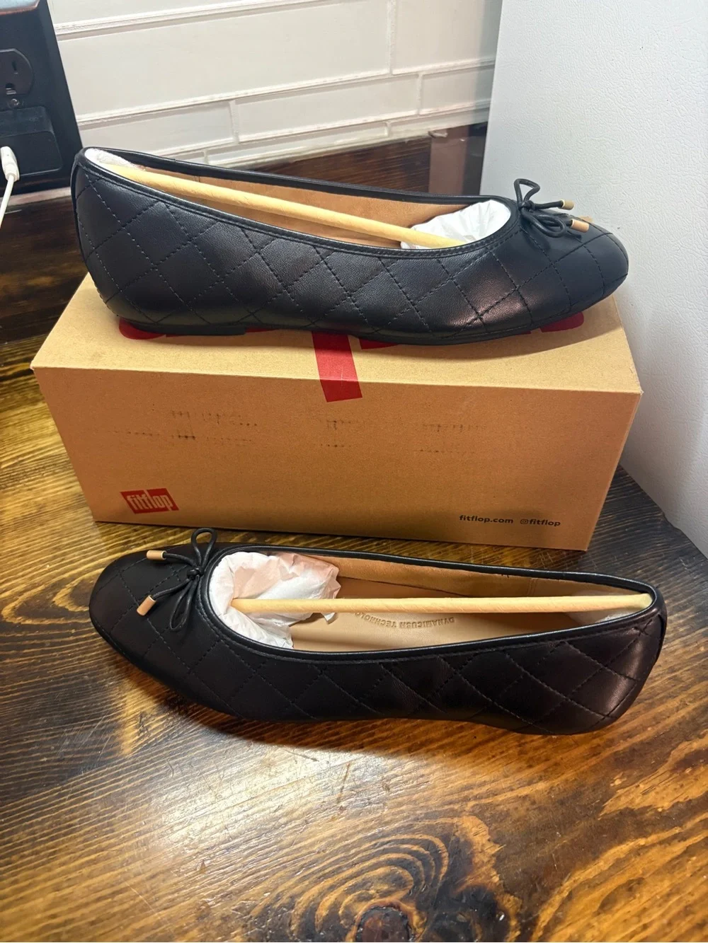 Fitflop Black Delicato Quilted Flats Size 10